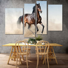 Load image into Gallery viewer, horse  rearing  canvas  wall  art  stallion  horse  portrait  4  piece  multiple  canvas  horse  white  dust  canvas  print  In Dinning Room
