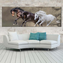 Load image into Gallery viewer, horses  dust  canvas  print  brown  white  black  horses  1  piece  canvas  wall  art  horses  dust  wide  canvas For Living Room
