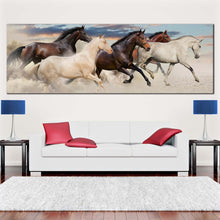 Load image into Gallery viewer, horses  galloping  canvas  wall  art  five  running  horses  canvas  print  herd  of  brown  white  horses  1  piece  canvas  artwork For Living Room
