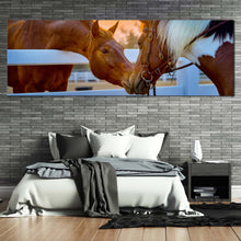Load image into Gallery viewer, horses  romance  canvas  wall  art  horse  in  yellow  sunset  canvas  print  brown  white  horses  in  love  1  piece  canvas  artwork In Bedroom
