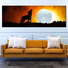 Load image into Gallery viewer, howling  wolf  canvas  wall  art  black  wolf  at  night  1  piece  canvas  howling  wolf  white  moon  canvas  print For Living Room
