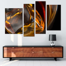 Load image into Gallery viewer, ice cube canvas wall art yellow abstract liquor glass 4 piece canvas abstract whiskey canvas print in living room
