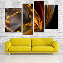 Load image into Gallery viewer, ice cube canvas wall art yellow abstract liquor glass 4 piece canvas abstract whiskey canvas print for living room
