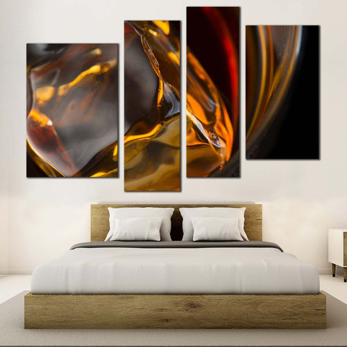 ice cube canvas wall art yellow abstract liquor glass 4 piece canvas abstract whiskey canvas print