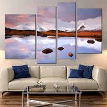 Load image into Gallery viewer, ice covered Lochan na Stainge Black mount mountain range Sunrise multi panel canvas print 
