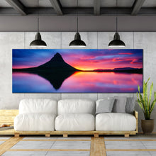 Load image into Gallery viewer, iceland  kirkjufell  mountain  volcano  rock  waterfall  night  sky  clouds  sun  rays  sunset For Living Room
