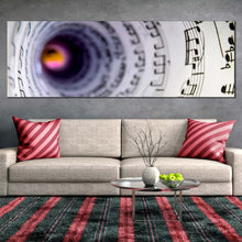 Load image into Gallery viewer, infinity  music  canvas  print  white  music  sheet  1  piece  canvas  wall  art  black  music  notes  wide  canvas  print For Living Room
