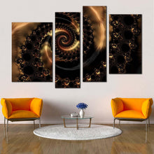 Load image into Gallery viewer, infinity swirl canvas wall art brown elegant abstract art print black abstract fractal 4 piece multi canvas for living room
