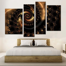 Load image into Gallery viewer, infinity swirl canvas wall art brown elegant abstract art print black abstract fractal 4 piece multi canvas
