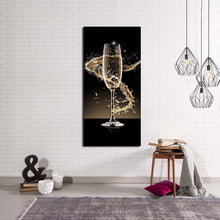 Load image into Gallery viewer, isolated  champagne  canvas  wall  art  yellow  champagne  glass  splash  vertical  canvas  print  black  champagne  glass  canvas  artwork For Living Room
