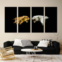 Load image into Gallery viewer, isolated cheetah canvas wall art tiger roar canvas set white yellow cheetah profile 4 piece canvas print For Living Room
