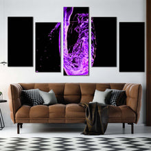 Load image into Gallery viewer, isolated cocktail canvas print blue cocktail pouring 5 piece canvas wall art purple cocktail glass multiple canvas For Living Room
