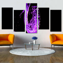 Load image into Gallery viewer, isolated cocktail canvas print blue cocktail pouring 5 piece canvas wall art purple cocktail glass multiple canvas In Living Room
