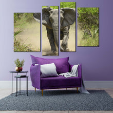 Load image into Gallery viewer, isolated elephant canvas wall art green trees scenery elephant multi canvas grey elephant animal 4 piece canvas print for living room
