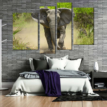 Load image into Gallery viewer, isolated elephant canvas wall art green trees scenery elephant multi canvas grey elephant animal 4 piece canvas print
