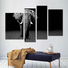 Load image into Gallery viewer, isolated elephant canvas wall art grey elephant animal 4 piece canvas print grey elephant digital painting multi canvas for your living room
