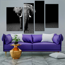 Load image into Gallery viewer, isolated elephant canvas wall art grey elephant animal 4 piece canvas print grey elephant digital painting multi canvas
