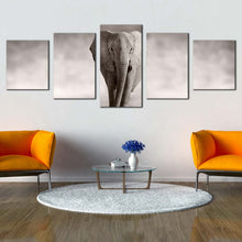 Load image into Gallery viewer, isolated elephant canvas wall art grey elephant front multiple canvas black and white elephant portrait 5 piece canvas print For Living Room
