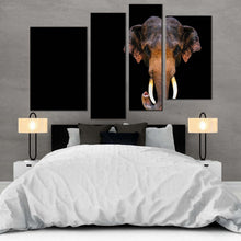 Load image into Gallery viewer, isolated elephant canvas wall art orange elephant animal 4 piece canvas print grey elephant art print in bedroom
