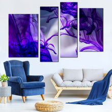 Load image into Gallery viewer, isolated ink canvas wall art purple abstract paint canvas set blue ink in water canvas print abstract digital painting 4 piece canvas for living room
