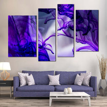 Load image into Gallery viewer, isolated ink canvas wall art purple abstract paint canvas set blue ink in water canvas print abstract digital painting 4 piece canvas for your living room 
