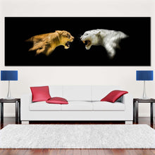 Load image into Gallery viewer, isolated  lions  canvas  wall  art  cheetah  roaring  1  piece  canvas  print  yellow  white  tiger  roar  canvas  artwork For Living Room
