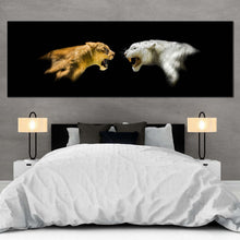 Load image into Gallery viewer, isolated  lions  canvas  wall  art  cheetah  roaring  1  piece  canvas  print  yellow  white  tiger  roar  canvas  artwork For Bedroom
