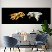 Load image into Gallery viewer, isolated  lions  canvas  wall  art  cheetah  roaring  1  piece  canvas  print  yellow  white  tiger  roar  canvas  artwork In Living Room
