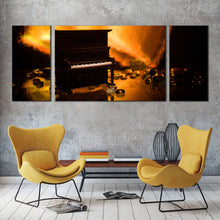 Load image into Gallery viewer, isolated  piano  canvas  wall  art  orange  abstract  piano  elegance  3  piece  canvas  print  black  grand  piano  multi  canvas For Living Room
