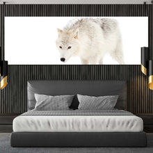 Load image into Gallery viewer, isolated  wolf  canvas  print  white  wolf  close  up  1  piece  canvas  wall  art  wolf  snow  wide  canvas For Bed Room
