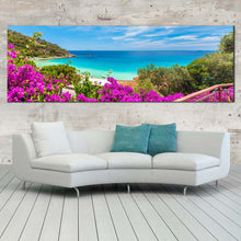 Load image into Gallery viewer, italy  ocean  canvas  wall  art  tuscany  green  elba  island  1  piece  canvas  print  blue  ocean  cavoli  beach  wide  canvas In Living Room
