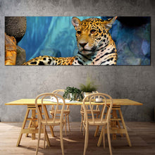 Load image into Gallery viewer, jaguar  animal  canvas  wall  art  yellow  white  jaguar  1  piece  canvas  artwork  jaguar  portrait  canvas  print In Dinning Room
