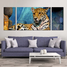 Load image into Gallery viewer, jaguar  resting  canvas  wall  art  jaguar  portrait  3  piece  canvas  print  yellow  white  jaguar  animal  multi  canvas For Living Room
