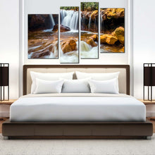 Load image into Gallery viewer, jinguash waterfall canvas wall art amazing golden waterfall 4 piece canvas print taiwan white waterfall multiple canvas for bedroom
