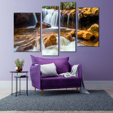 Load image into Gallery viewer, jinguash waterfall canvas wall art amazing golden waterfall 4 piece canvas print taiwan white waterfall multiple canvas for your living room
