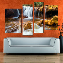 Load image into Gallery viewer, jinguash waterfall canvas wall art amazing golden waterfall 4 piece canvas print taiwan white waterfall multiple canvas
