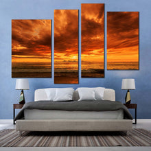 Load image into Gallery viewer, karon beach canvas wall art phuket ocean 4 piece canvas print thailand orange yellow cloudy ocean multi canvas artwork for your bedroom
