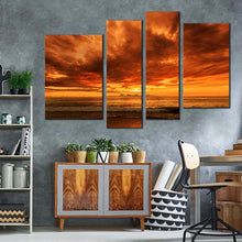 Load image into Gallery viewer, karon beach canvas wall art phuket ocean 4 piece canvas print thailand orange yellow cloudy ocean multi canvas artwork
