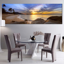 Load image into Gallery viewer, lamai  beach  canvas  wall  art  thailand  yellow  sunset  ocean  panoramic  canvas  print  brown  koh  samui  island  wide  canvas In Dinning Room
