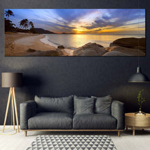 Load image into Gallery viewer, lamai  beach  canvas  wall  art  thailand  yellow  sunset  ocean  panoramic  canvas  print  brown  koh  samui  island  wide  canvas For Living Room
