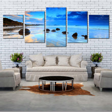Load image into Gallery viewer, landscape new zealand beach cloudy blue sky 5 piece canvas home decor In Living Room

