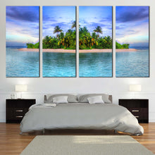 Load image into Gallery viewer, landscape of tropical island beach with palm trees and cloudy blue sky For bedroom
