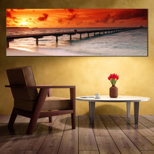 Load image into Gallery viewer, landscape  sea  river  ocean  water  pier  sunset  sun  clouds  sky  panoramic  wall  art For Living Room
