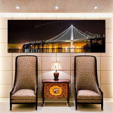 Load image into Gallery viewer, large  wall  art  of  East  Span  Bridge  at  night In Living Room
