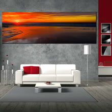 Load image into Gallery viewer, legzira  beach  canvas  wall  art  morocco  orange  clouds  sunset  seascape  wide  canvas  middle  east  brown  ocean  1  piece  canvas  print In Living Room
