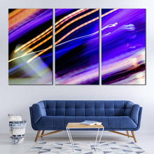 Load image into Gallery viewer, light trail canvas wall art blue orange abstract city lights 3 piece canvas print digital bright art multi canvas For Living Room
