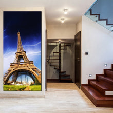 Load image into Gallery viewer, lightning  strikes  above  eiffel  tower  paris  france  1  piece  wall  art
