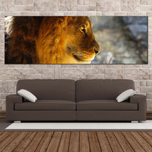 Load image into Gallery viewer, lion  head  canvas  wall  art  lion  animal  1  piece  canvas  yellow  orange  lion  nature  background  canvas  print In Living Room
