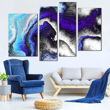 Load image into Gallery viewer, liquid texture canvas wall art abstract artwork print abstract digital fractal pattern 4 piece multi canvas in living room
