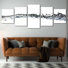 Load image into Gallery viewer, liquid water canvas wall art grey white abstract water splash 5 piece canvas print water splashing digital artwork For Living room
